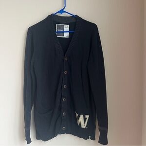 Bruzer UW University Washington Embroidered W Cardigan Adult XL College Black
